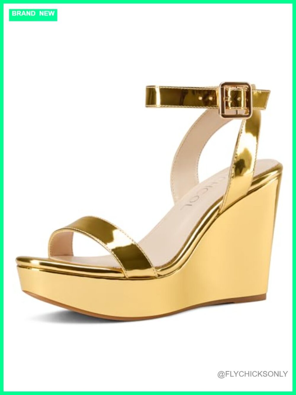 Women's Platform Wedge Sandals Faux Leather Ankle Strap Peep Toe 4 Inch Heel